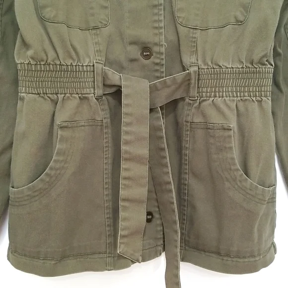 O'Neill Khaki Green Military Style Belted Utility Jacket - Picture 5 of 8